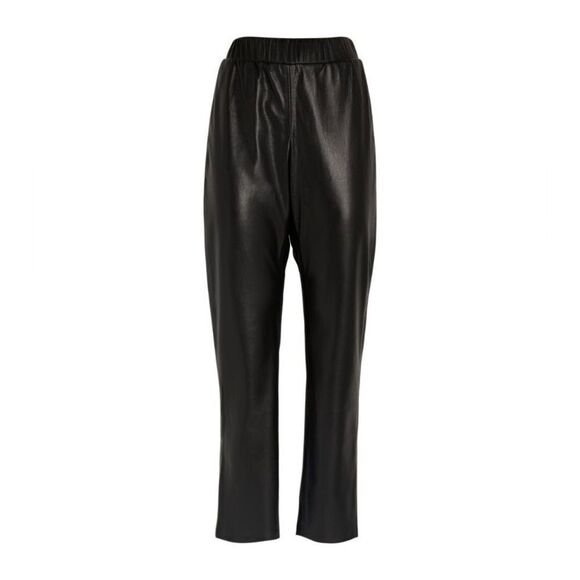 Anine Bing Vegan Leather Colton Black Pants Straight Leg Trousers Size L - Picture 9 of 14